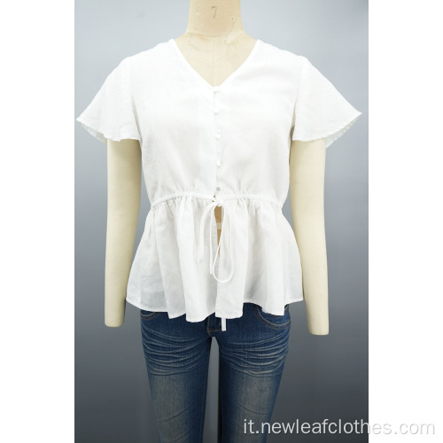 Camicia peplo canale a viscere dolce a v-collo dolce